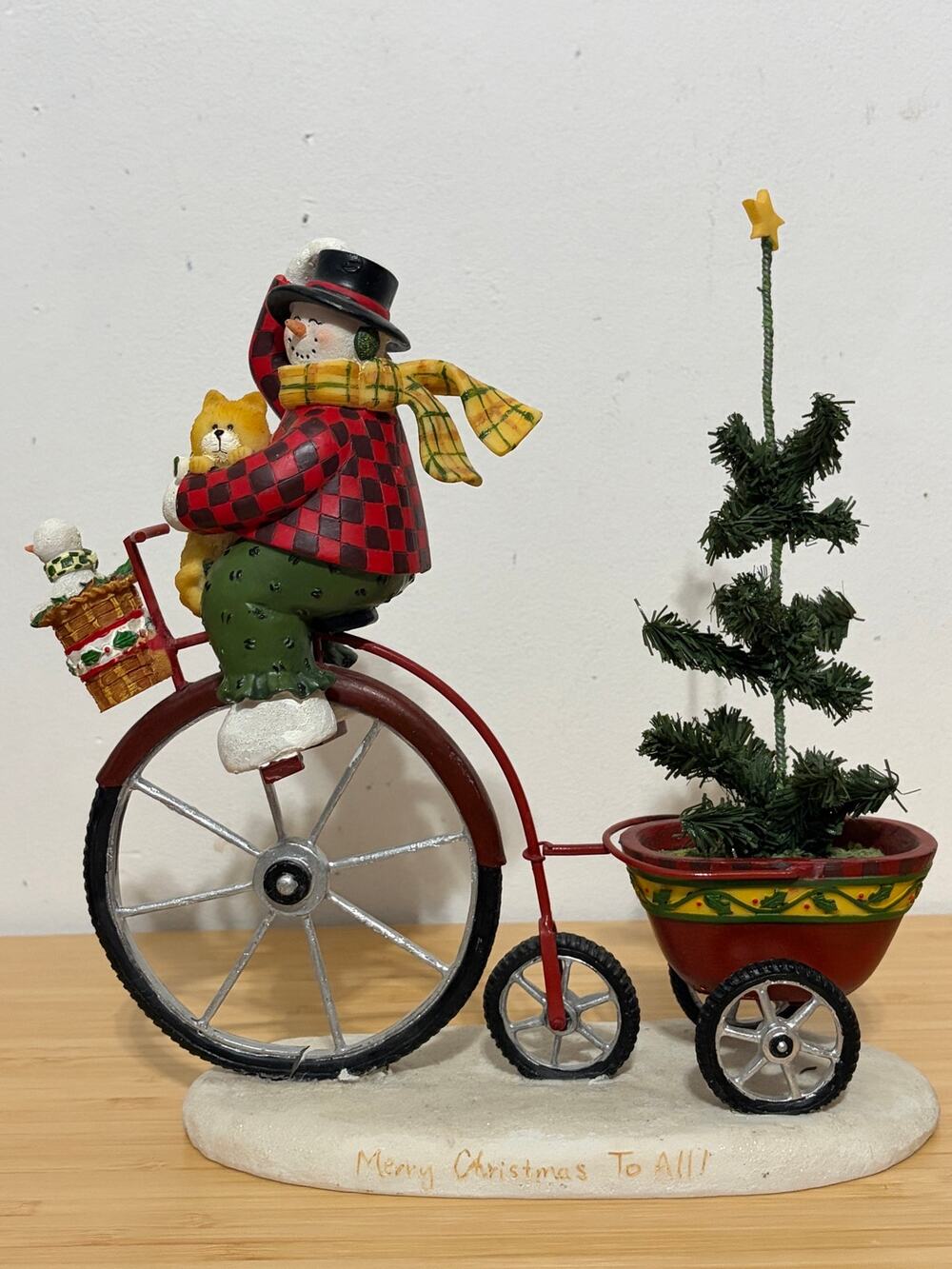 RAZ Imports Deb Strain Snowman on Penny Farthing Christmas Tree Figurine Decor